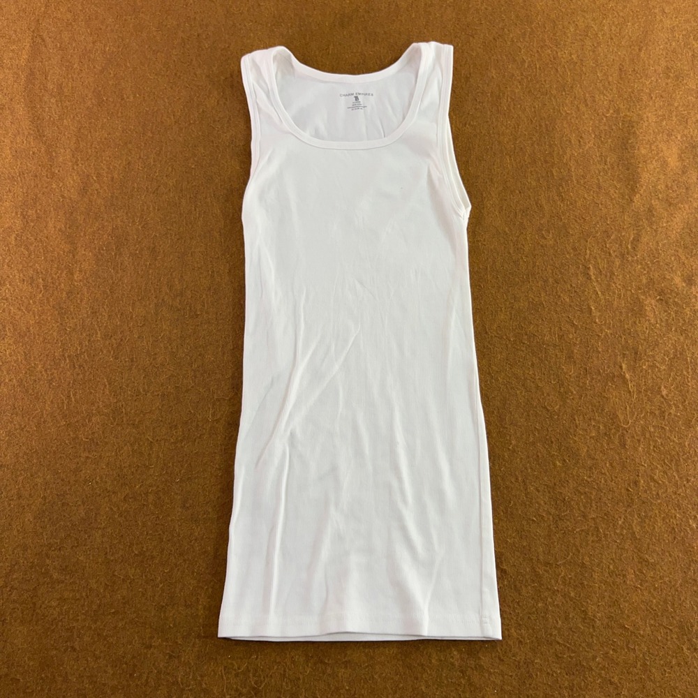 Charm Empires Mens XL White Ribbed Cotton Basic Tank Top New